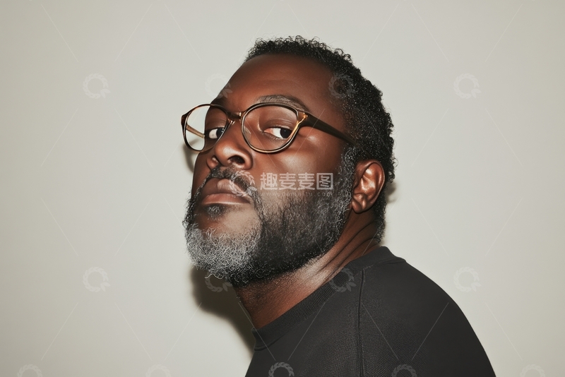 高清大图下载【趣麦麦图】戴眼镜的男子侧脸肖像