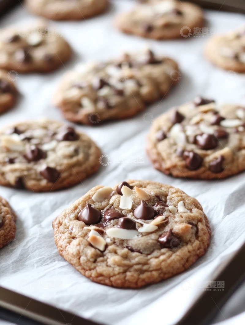 高清大图下载【趣麦麦图】巧克力杏仁饼干新鲜出炉