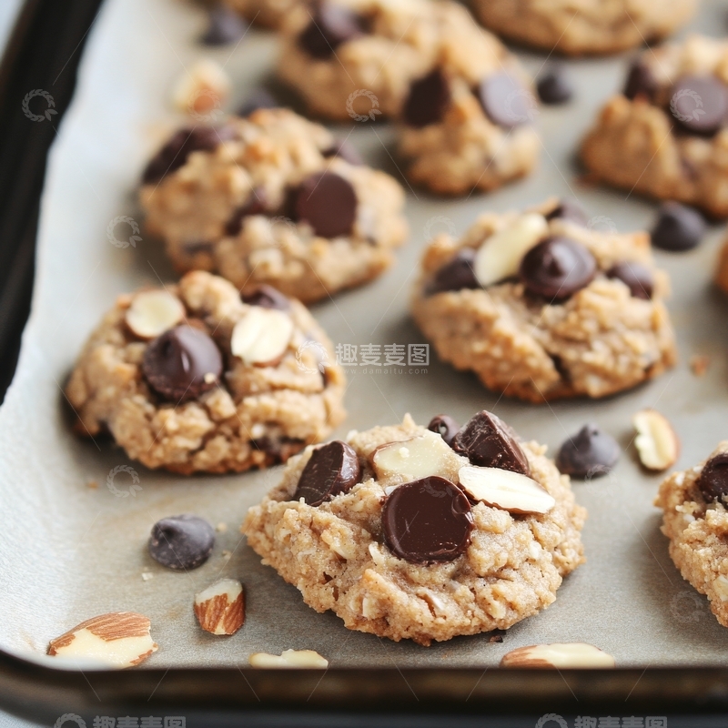 高清大图下载【趣麦麦图】燕麦巧克力片饼干