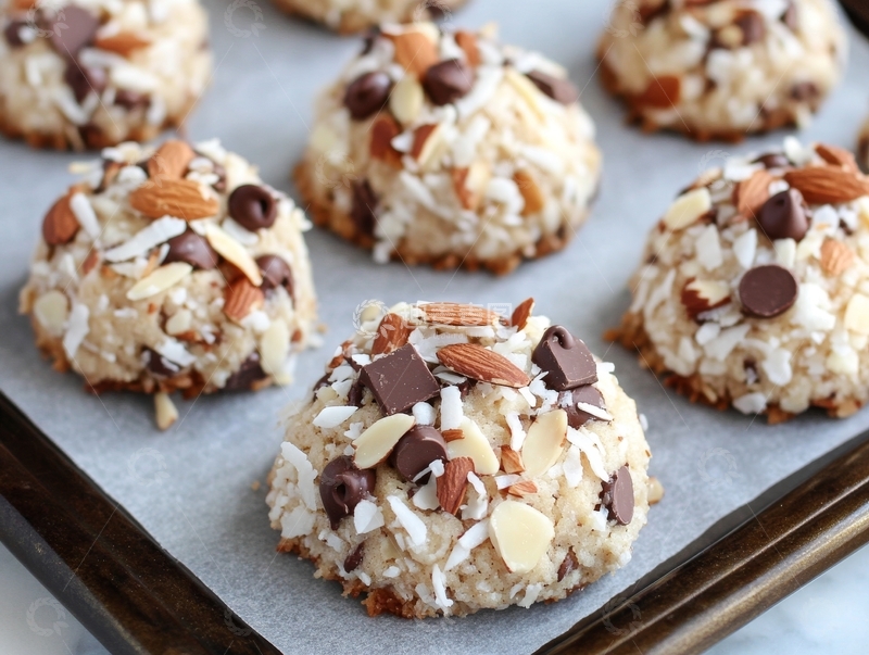 高清大图下载【趣麦麦图】椰蓉巧克力坚果饼干