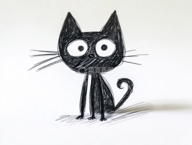 高清大图下载【趣麦麦图】简笔画中的可爱猫咪