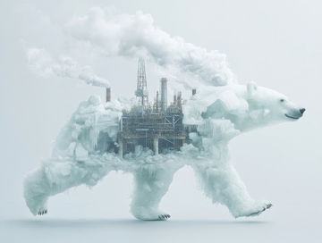 工业烟囱与北极熊的融合图像