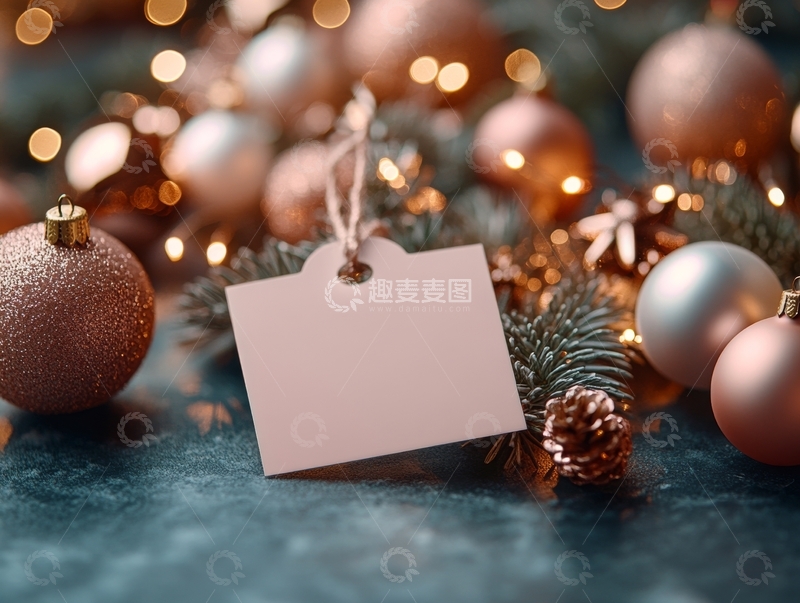 高清大图下载【趣麦麦图】圣诞装饰与空白标签