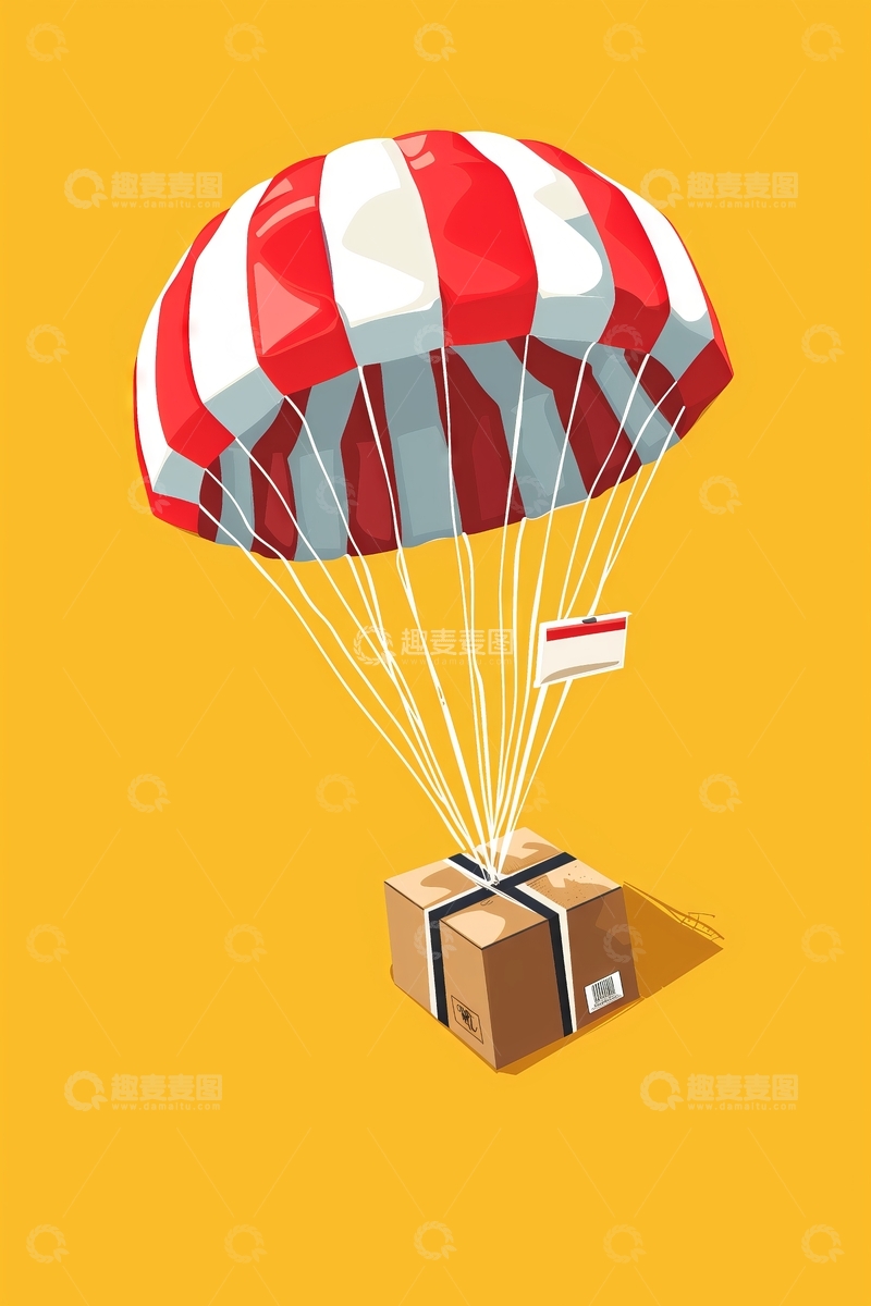 高清大图下载【趣麦麦图】降落伞运送包裹