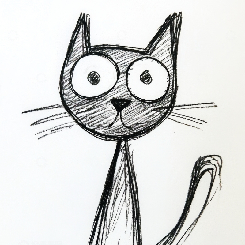 高清大图下载【趣麦麦图】简笔画风格的猫咪插图