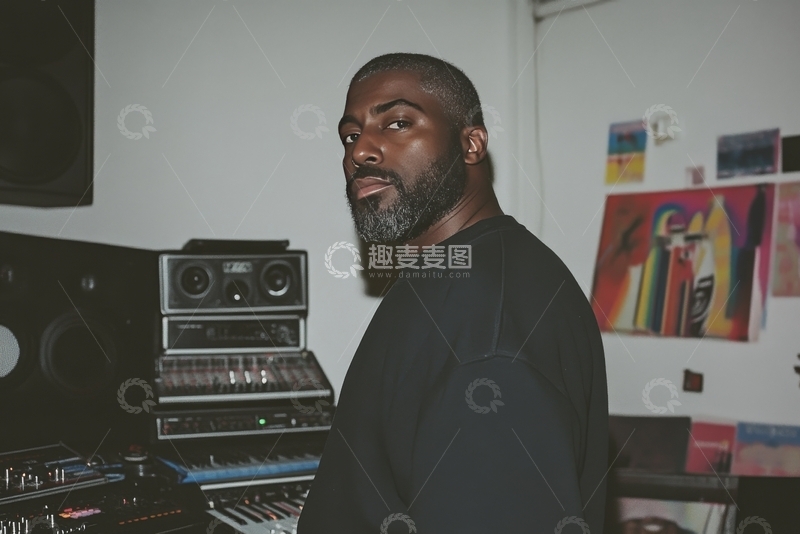 高清大图下载【趣麦麦图】录音室中的音乐制作人
