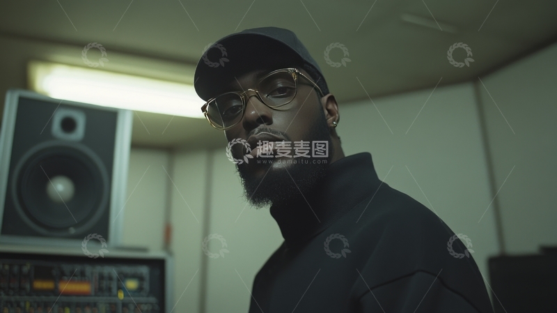 高清大图下载【趣麦麦图】录音室中的音乐制作人