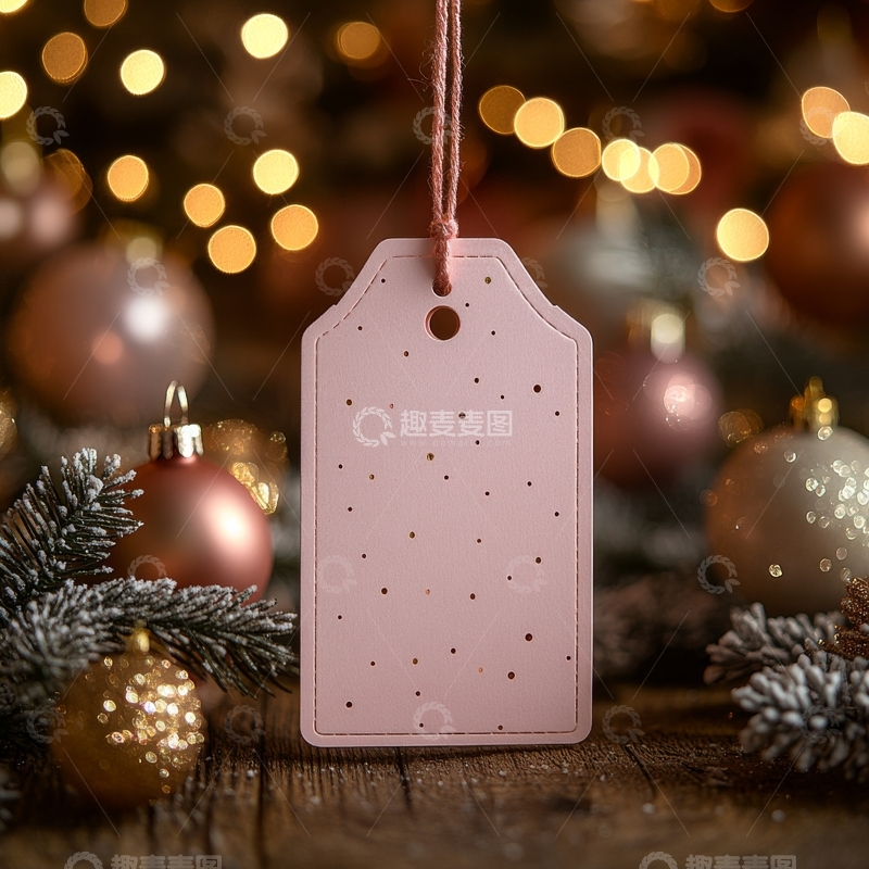 高清大图下载【趣麦麦图】圣诞装饰与粉色标签