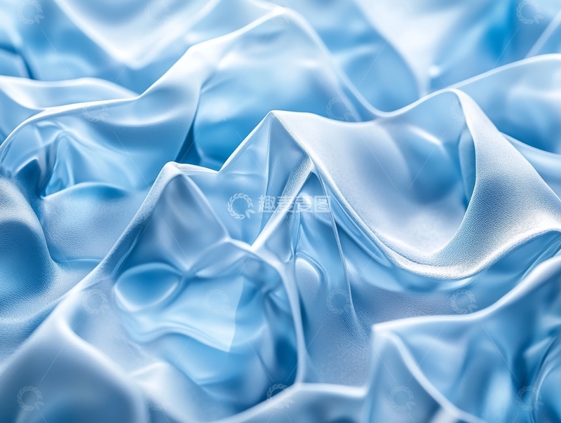高清大图下载【趣麦麦图】蓝色丝绸的柔和褶皱