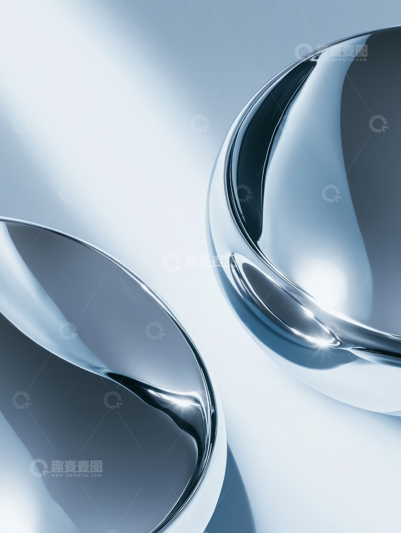 高清大图下载【趣麦麦图】光滑金属碗的抽象艺术展示