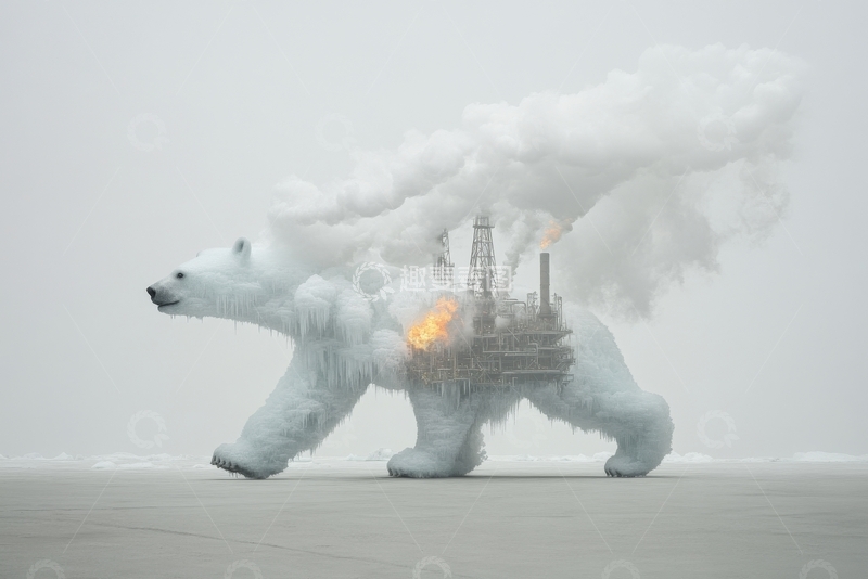 高清大图下载【趣麦麦图】北极熊体内工业设施喷烟