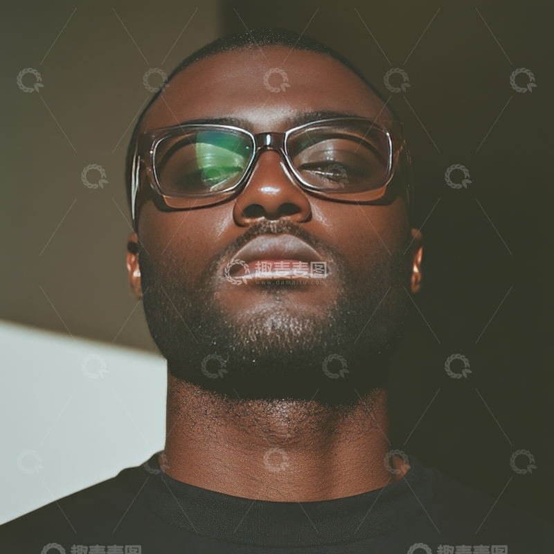 高清大图下载【趣麦麦图】戴眼镜的男子闭目沉思