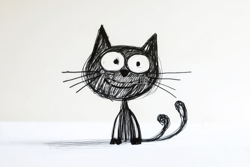 高清大图下载【趣麦麦图】简笔画中的可爱猫咪