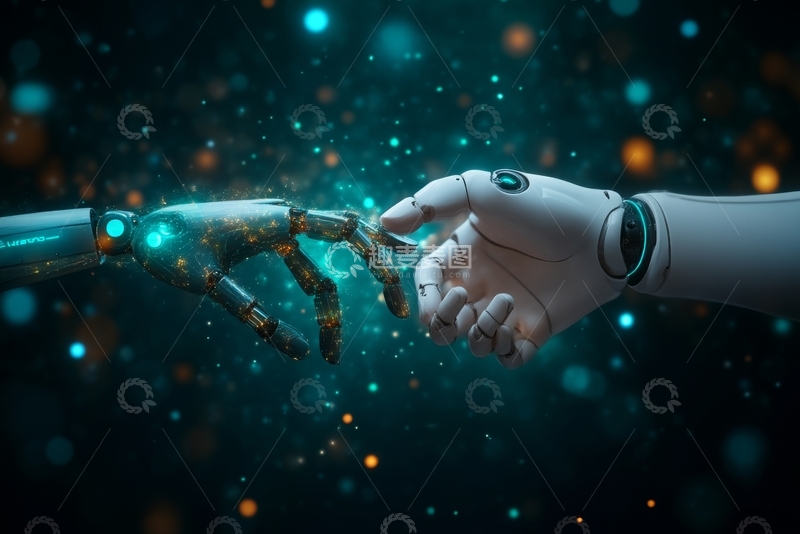 高清大图下载【趣麦麦图】机械与生物手的触碰