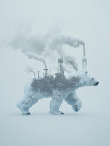 工业烟囱与北极熊的融合