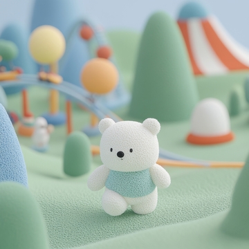 可爱小熊在梦幻游乐园中