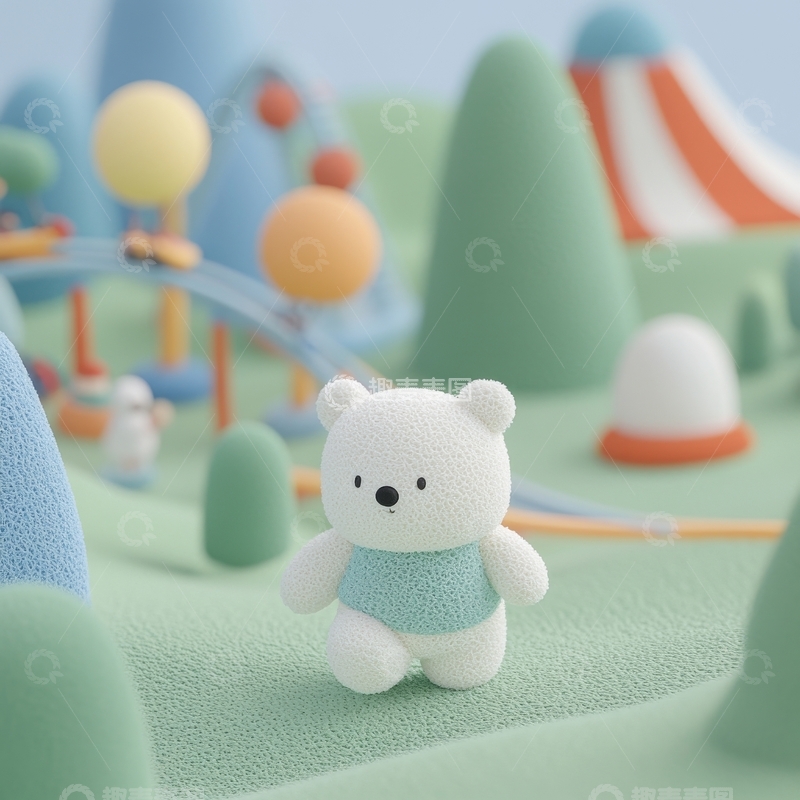 高清大图下载【趣麦麦图】可爱小熊在梦幻游乐园中