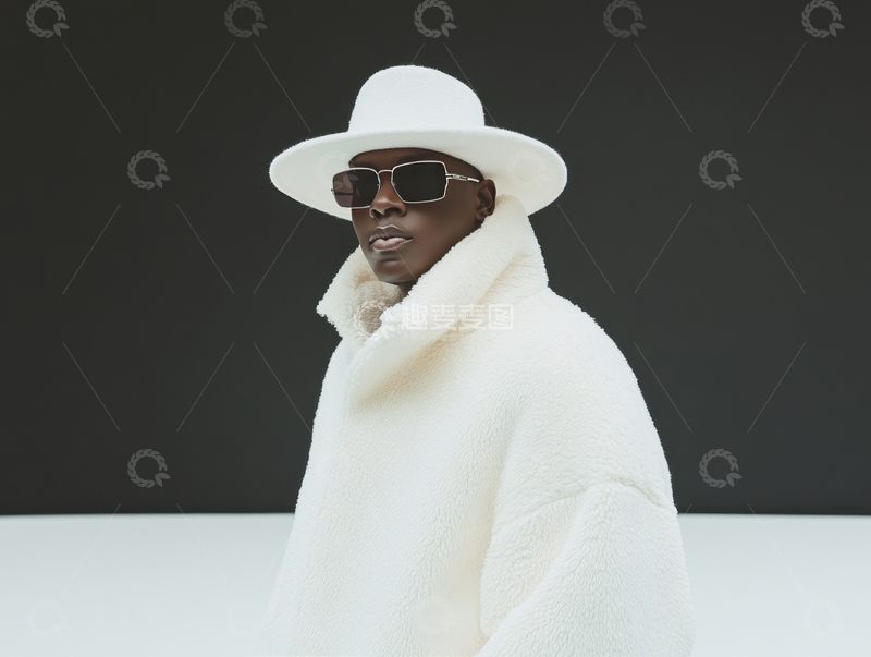 高清大图下载【趣麦麦图】身穿白色大衣和帽子的人物肖像