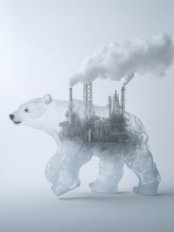 工业烟囱与北极熊的融合图像