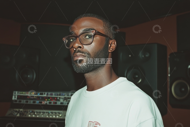 高清大图下载【趣麦麦图】录音室中的男子