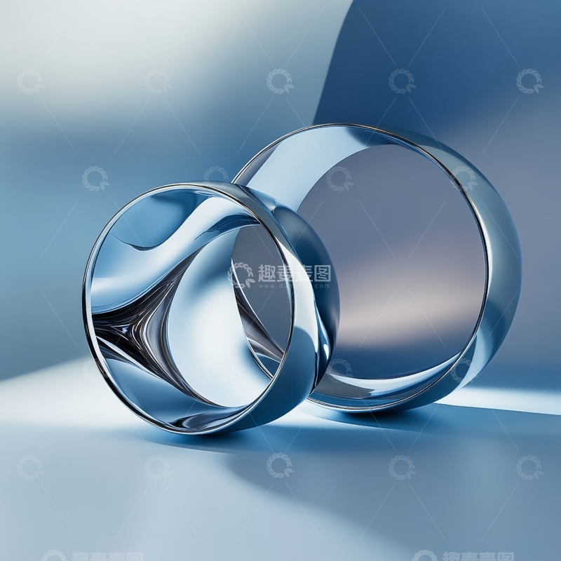 高清大图下载【趣麦麦图】光滑金属环的抽象艺术展示