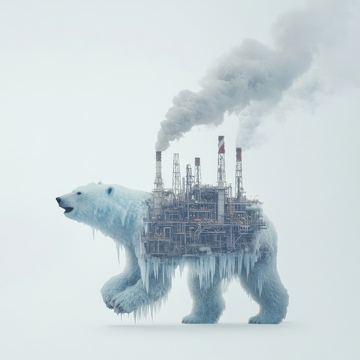 工业烟囱与北极熊的融合