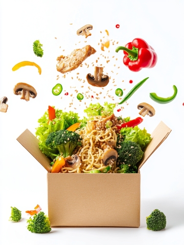 蔬菜面条外卖盒创意展示