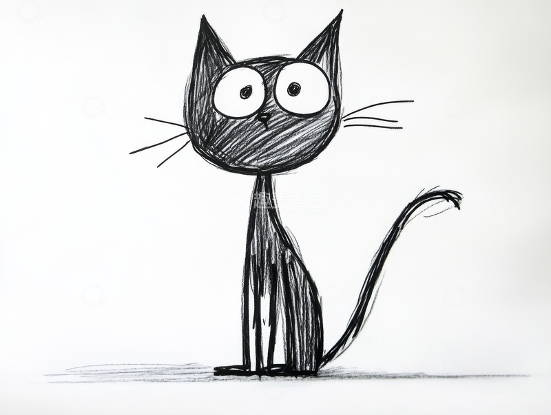 高清大图下载【趣麦麦图】简笔画中的可爱猫咪