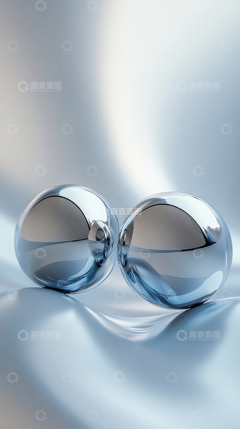 高清大图下载【趣麦麦图】光滑金属球体的光影反射