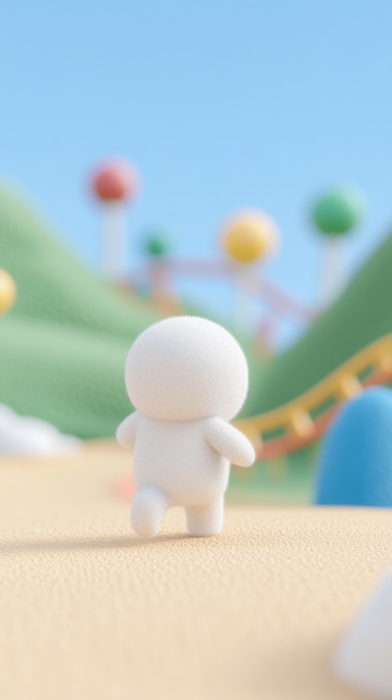 白色小人偶在彩色游乐园中