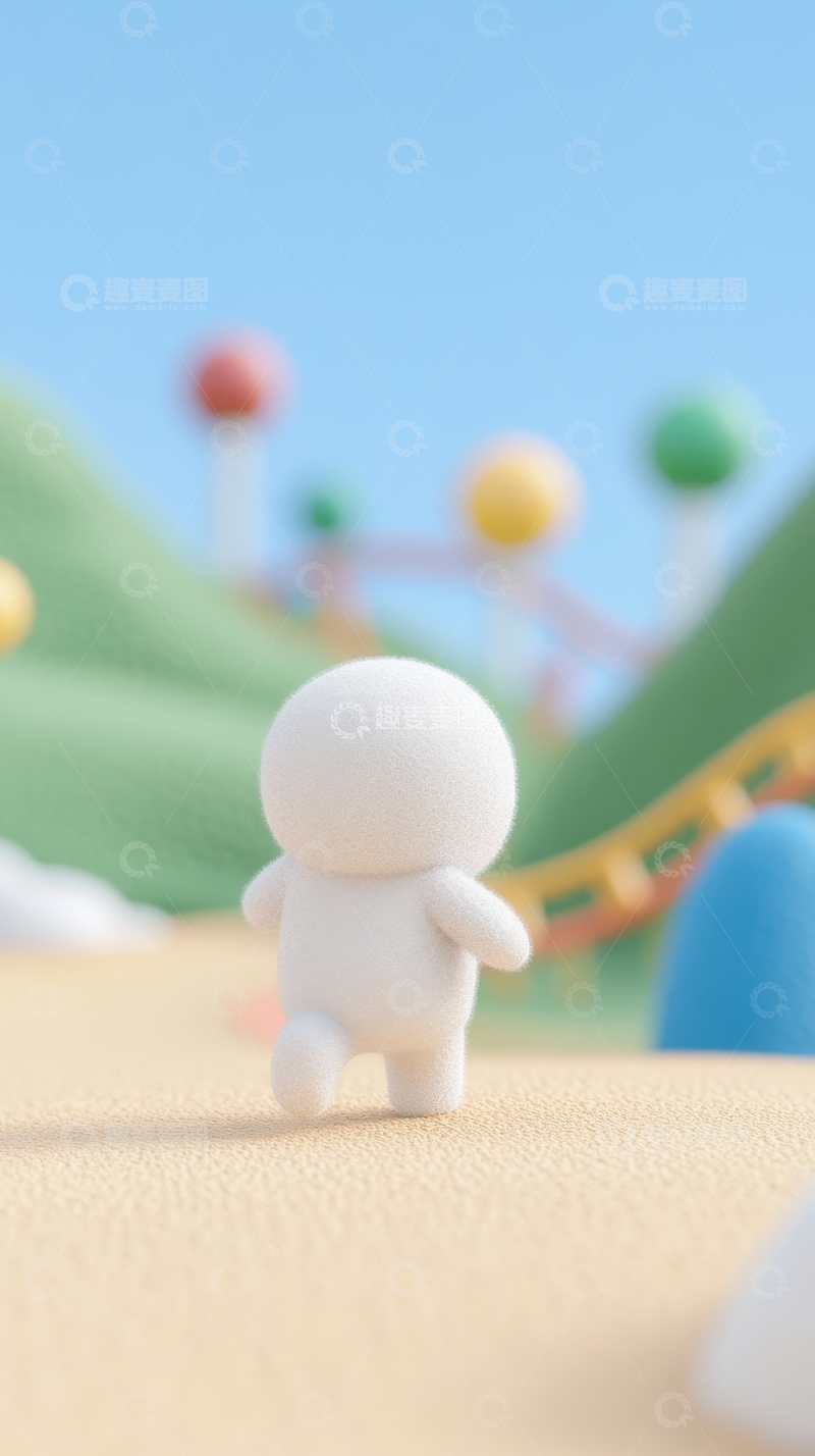 高清大图下载【趣麦麦图】白色小人偶在彩色游乐园中