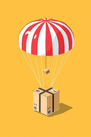 降落伞携带包裹缓缓降落