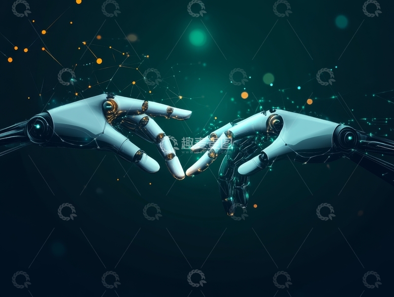 高清大图下载【趣麦麦图】机械手指触碰，科技与未来
