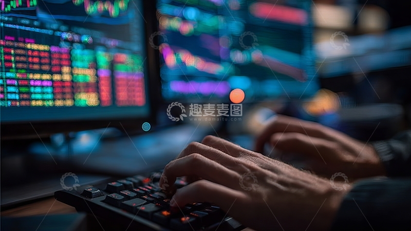 高清大图下载【趣麦麦图】交易员在多屏前快速打字