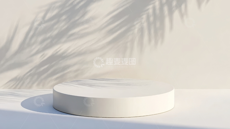 高清大图下载【趣麦麦图】白色圆柱体与光影投射的简约场景