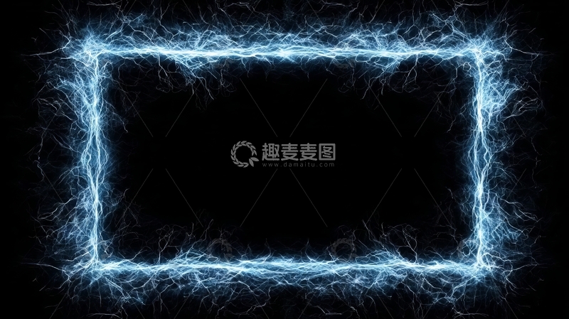 高清大图下载【趣麦麦图】蓝色电光构成的矩形框架