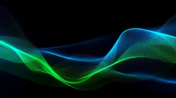 彩色波浪线条在黑色背景上的流动