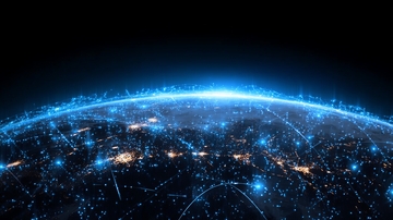 地球夜景与蓝色光带