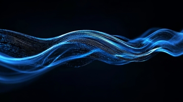 蓝色波浪状光带的抽象背景