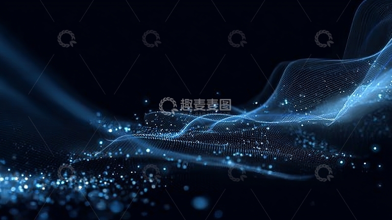 高清大图下载【趣麦麦图】蓝色光波流动的抽象背景