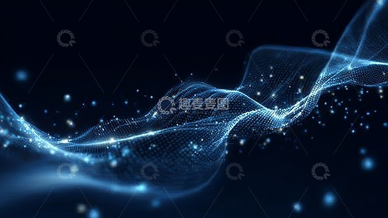 高清大图下载【趣麦麦图】蓝色光波流动的抽象背景