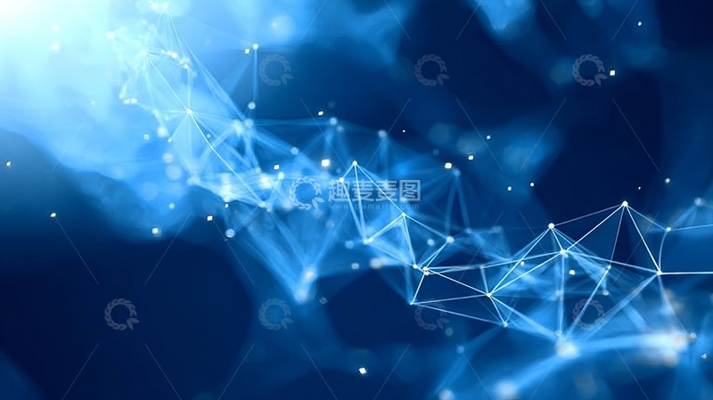 高清大图下载【趣麦麦图】蓝色多边形网络连接图