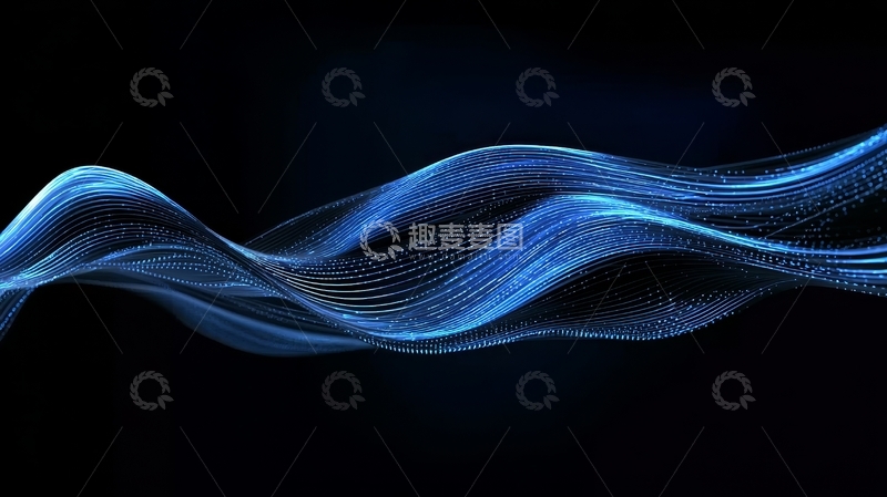 高清大图下载【趣麦麦图】蓝色波浪线条的抽象背景