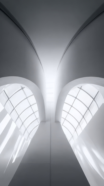 现代建筑内部的对称拱形结构