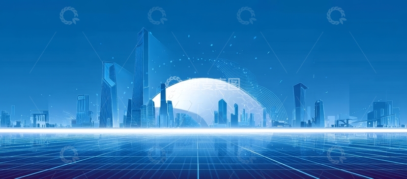 高清大图下载【趣麦麦图】未来城市夜景与月球