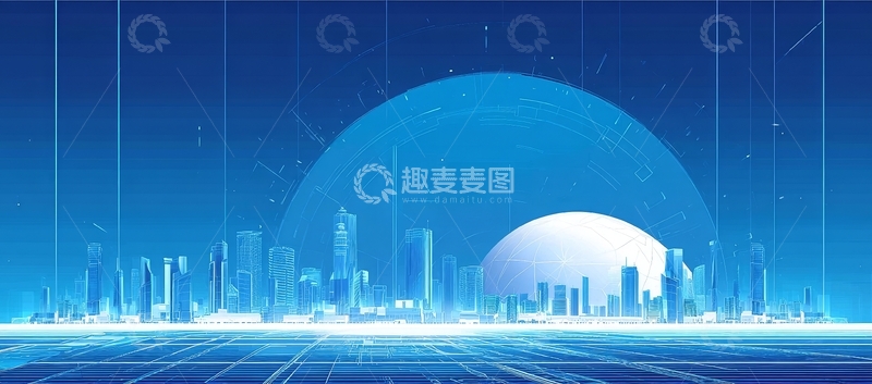 高清大图下载【趣麦麦图】未来城市夜景与科技元素