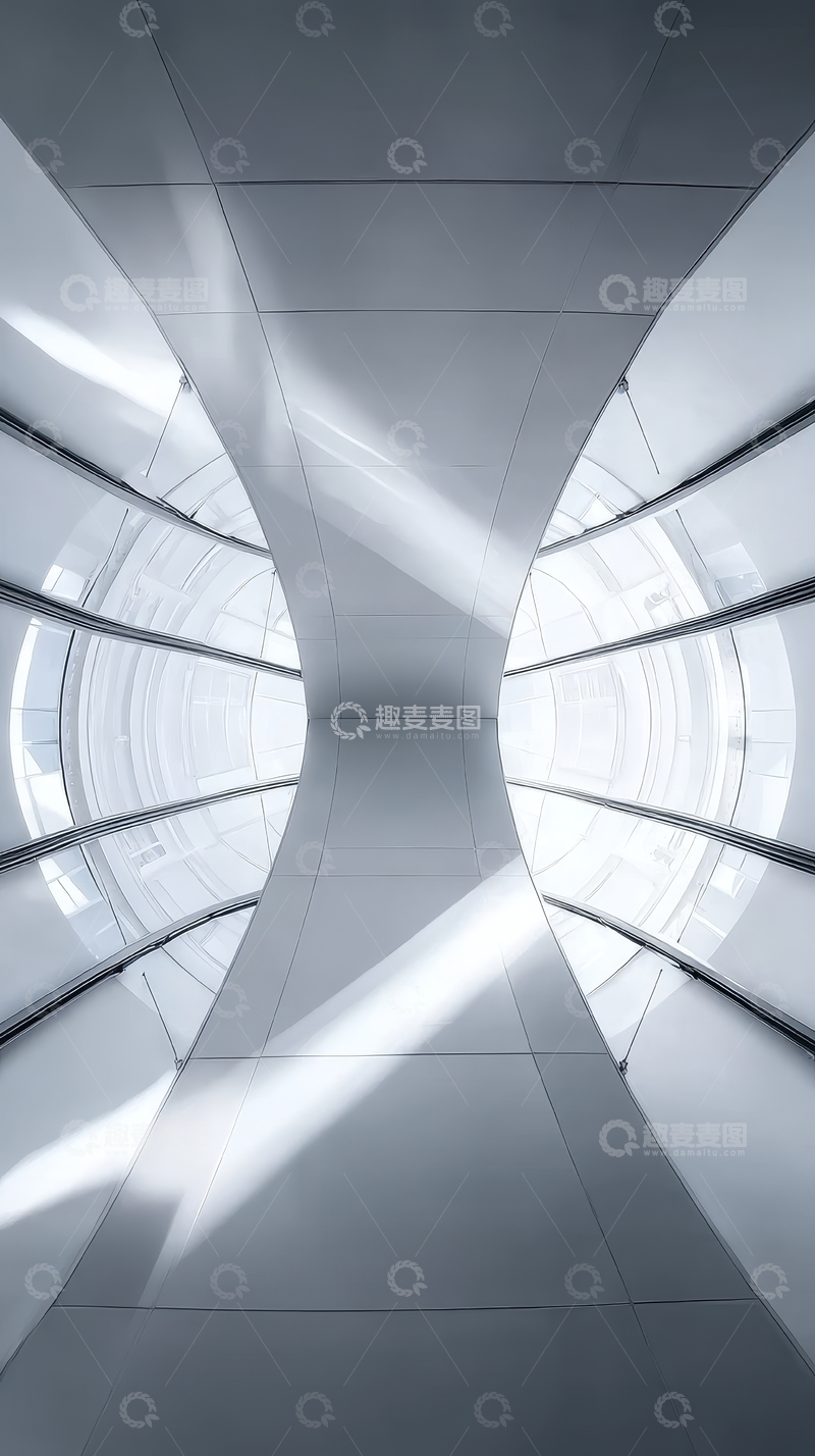 高清大图下载【趣麦麦图】现代建筑内部的光影走廊