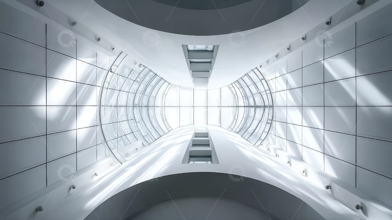 高清大图下载【趣麦麦图】现代建筑内部的对称走廊