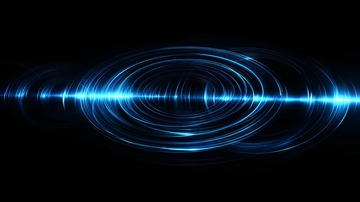 蓝色光圈在黑暗背景中的螺旋效果