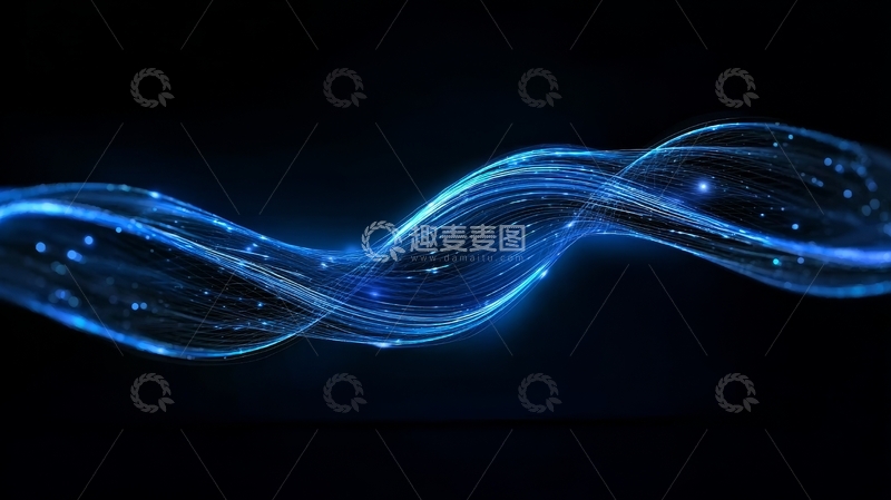 高清大图下载【趣麦麦图】蓝色光波流动的抽象背景